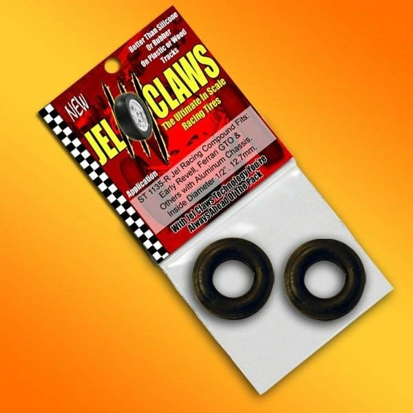 Slot Car Tires for Early Revell, Marx 2-piece Wheel, Ferrari, GTO & Others with Jel Claws tires for ST 1135-R, view 2