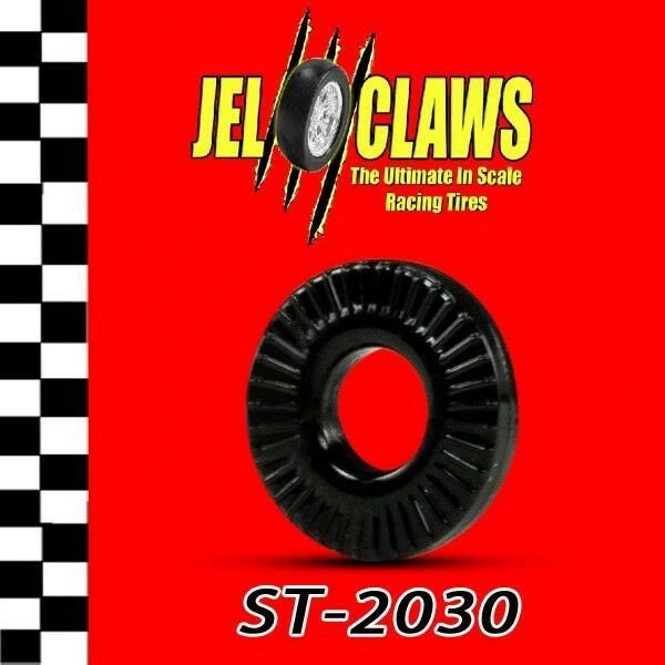 Slot Car Tires for Aurora T-jet and Vibrator Cars - Skinny Tire Jel Claws slot car tire set for ST 2030, main view