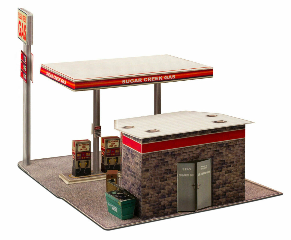Gas Station Photo Real scale building kit for BK 3208, front view