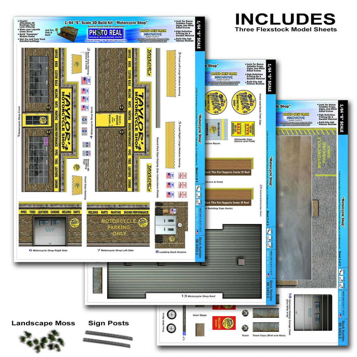 Motorcycle Shop Photo Real scale building kit for BK 6401, detail view