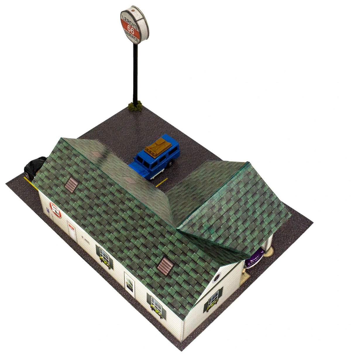 Leroy's Gas Station Photo Real scale building kit for BK 6447, rear view