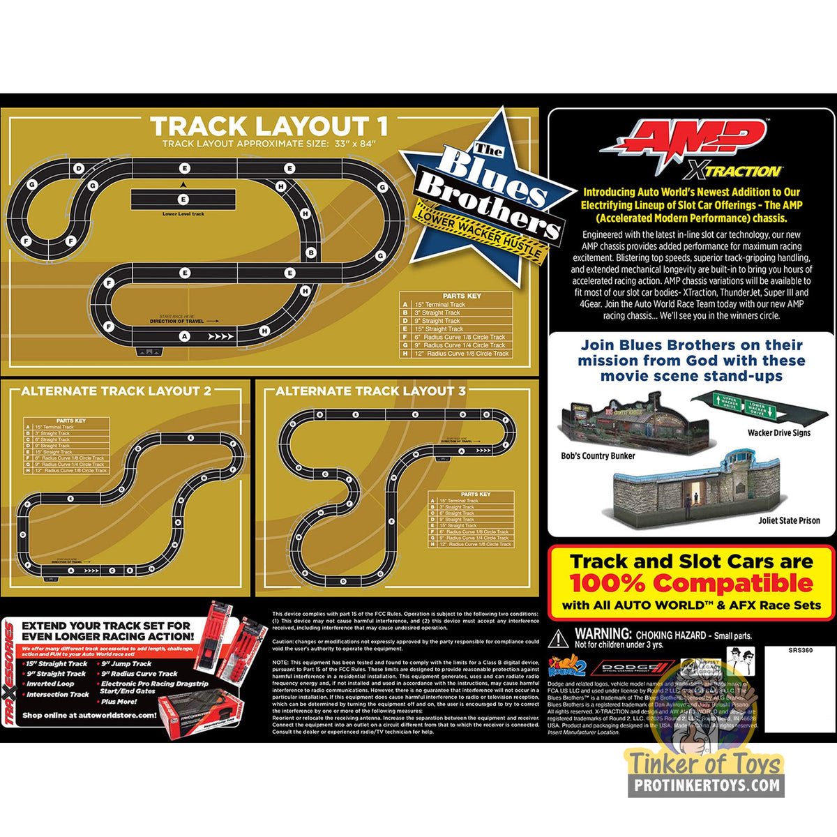 Slot car track layout for Blues Brothers race set for Auto World SRS360