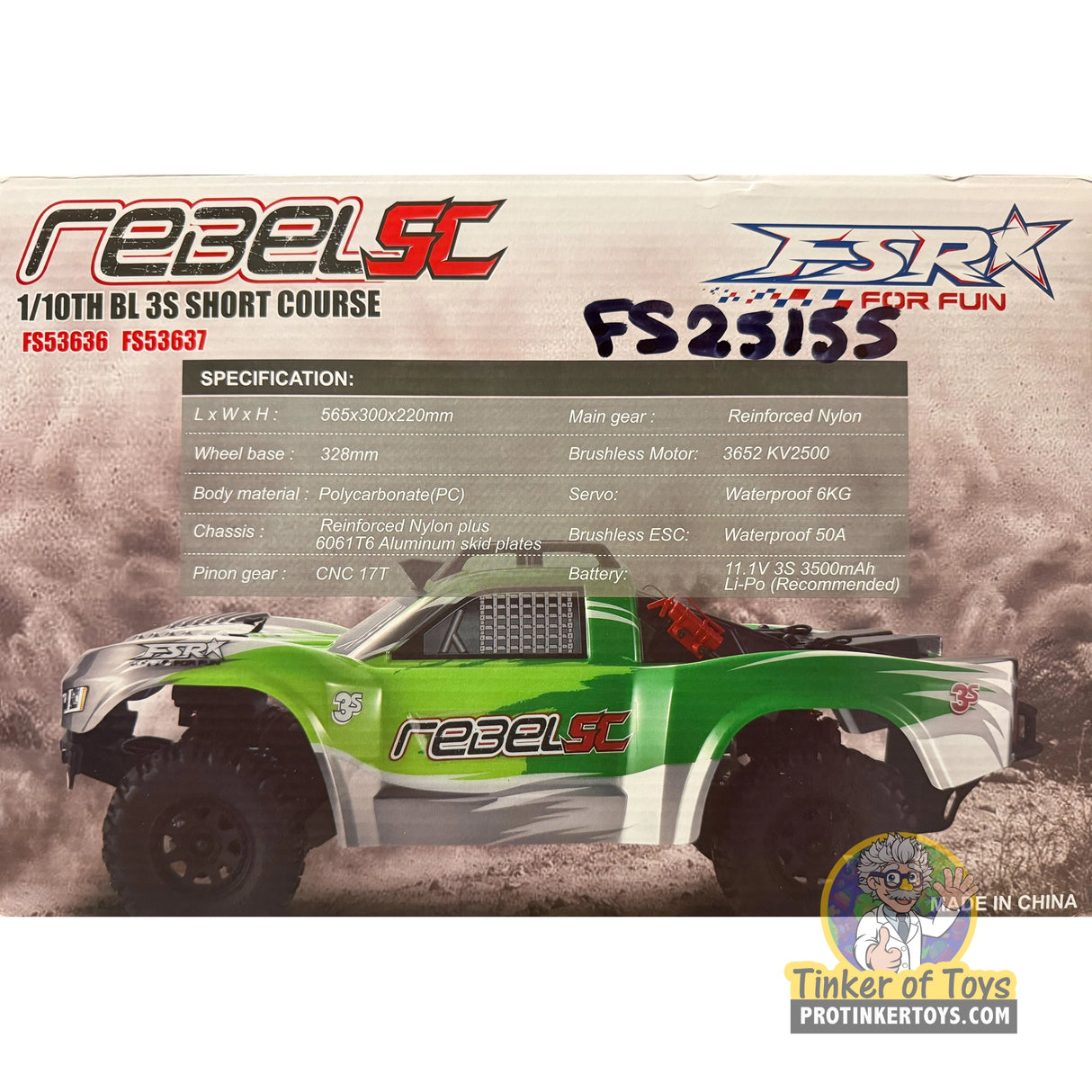 Rebel SC 1/10 Scale 3S Brushless Short Course Truck (Orange) | FSR25156 | FS Racing