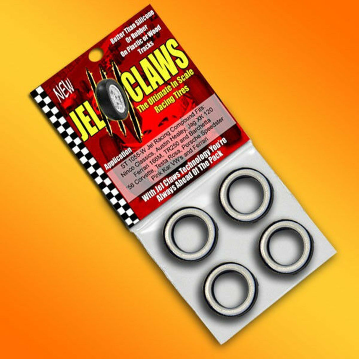 Scale Whitewall Slot Car Tire for Ninco Classics, Austin Healey, Ferrari 166M, TR250, Jaguar XK120, Pink Kar VW's1/32 | ST 1055-W | Jel Claw