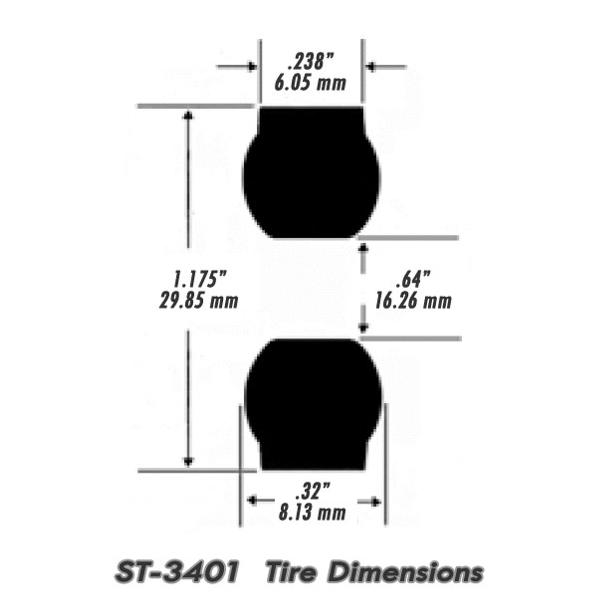 Slot Car Tire for Strombecker, Maserati 250F, Mercedes, Jaguar D Type, Grand Prix 1/24 | ST 3401 | Jel Claw