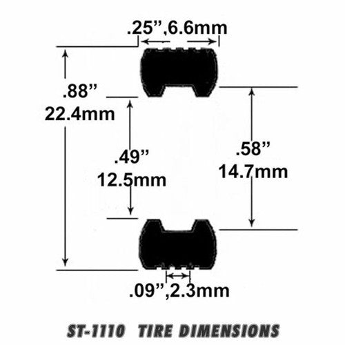Scale Slot Car Tire for Aston Martin DBR 1 - Front and Rear 1/32 | ST 1110-A | Jel Claw