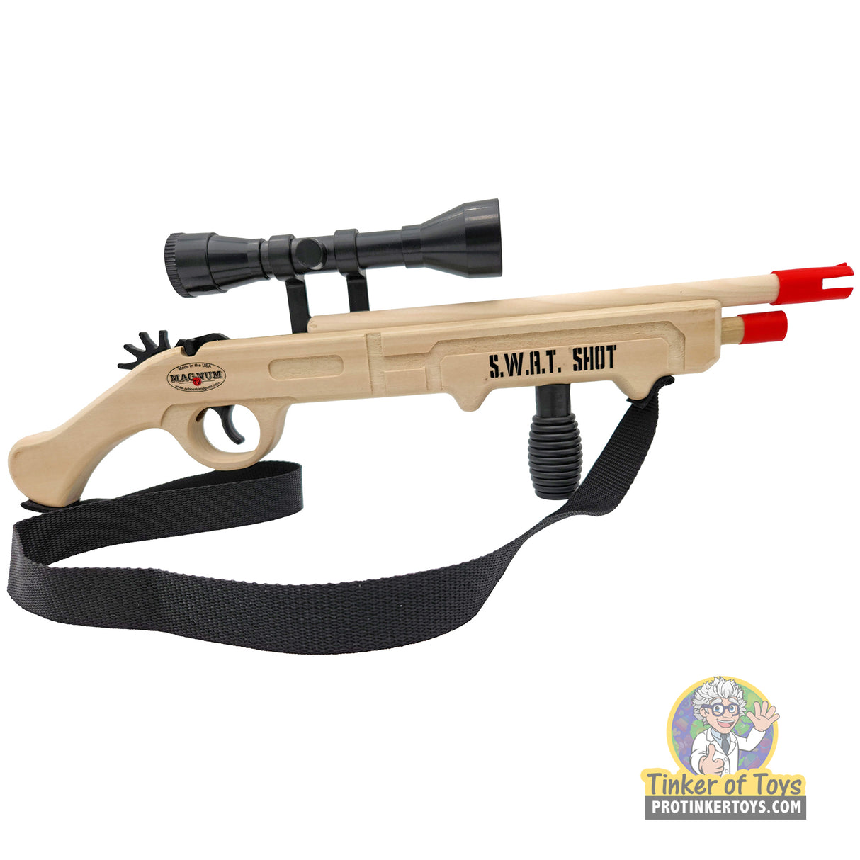 S.W.A.T. Shot with Scope Sling and Yellow Ammo | GL2SWATSS | Magnum Rubber Band Guns