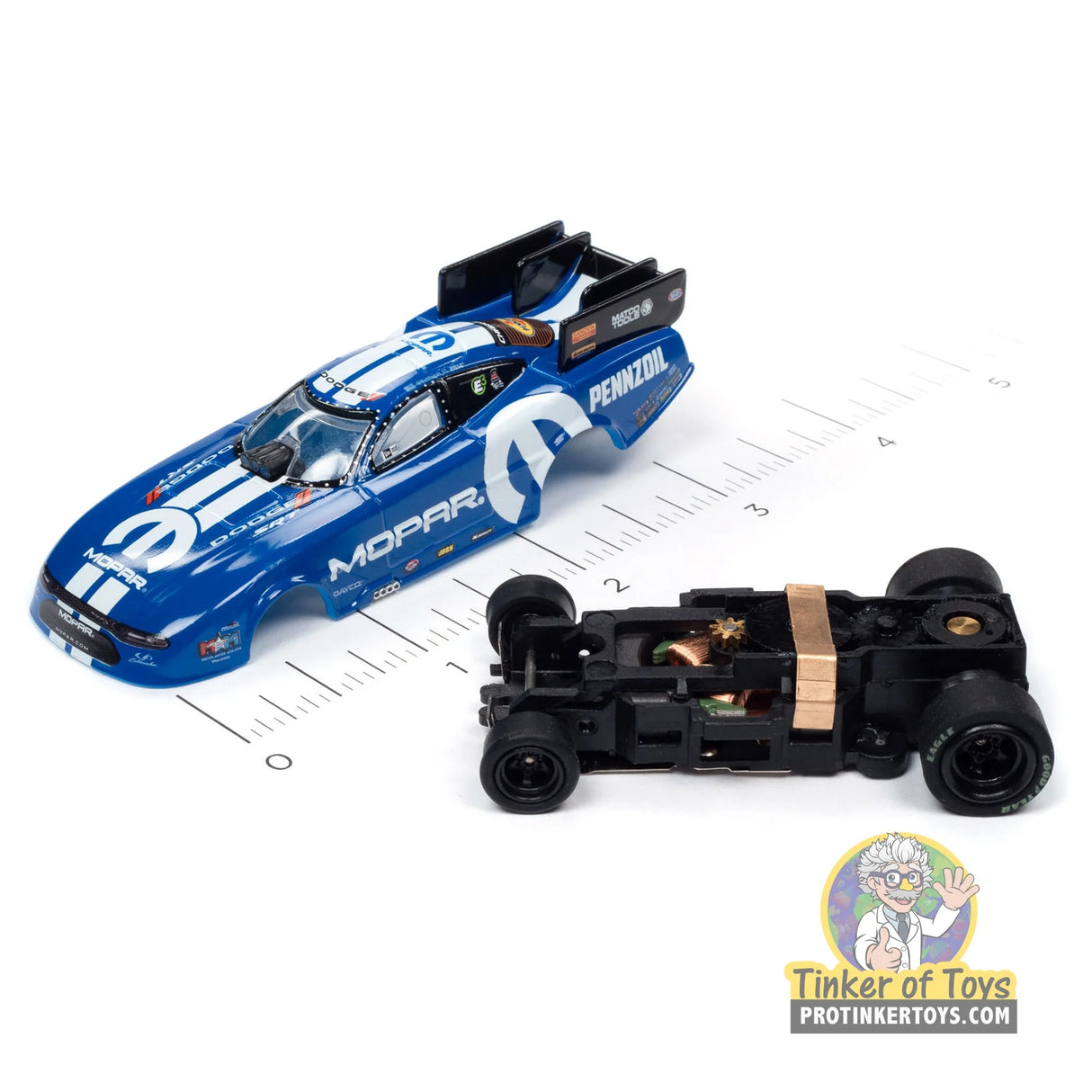4Gear 2020 Dodge Charger Funny Car — Matt Hagan (Mopar) 2 | SC352 | Auto World — chassis and scale view