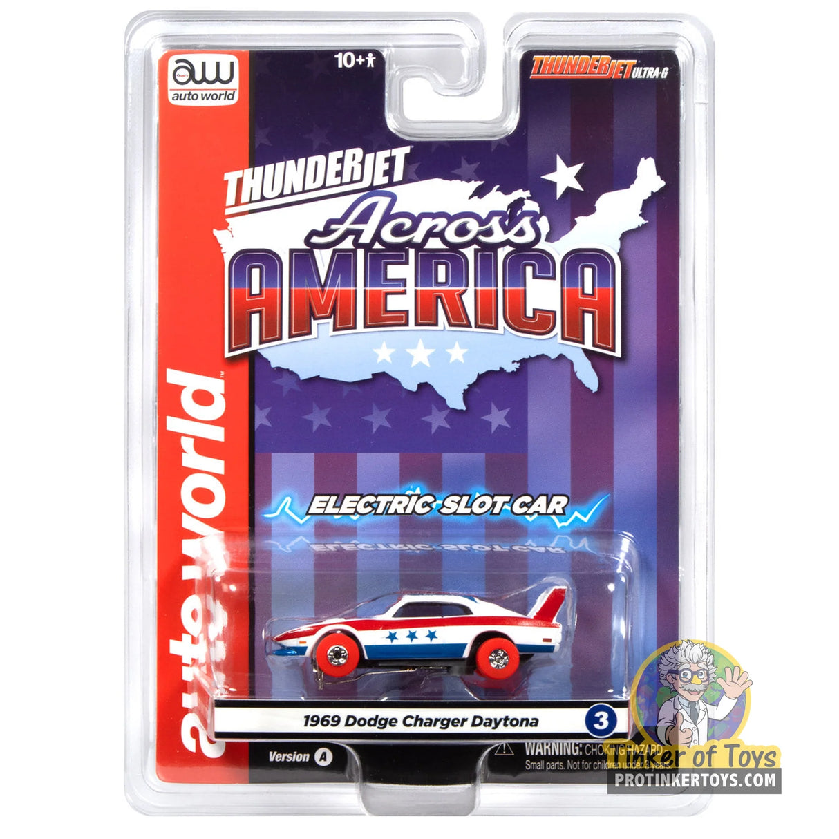 Thunderjet 1969 Dodge Charger Daytona (White, Red & Blue) 3A | SC430 | Auto World