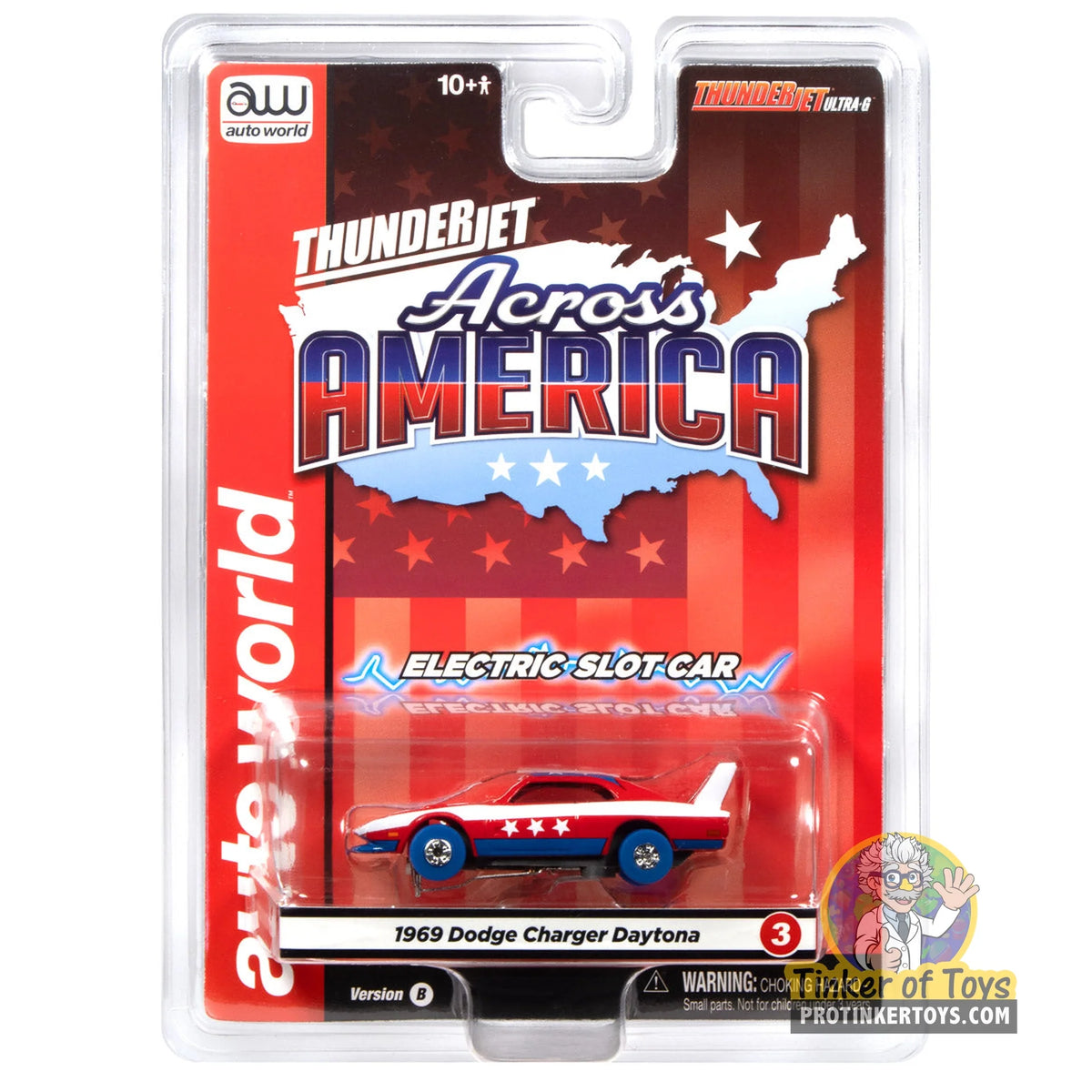 Thunderjet 1969 Dodge Charger Daytona (Red, Blue & White) 3B