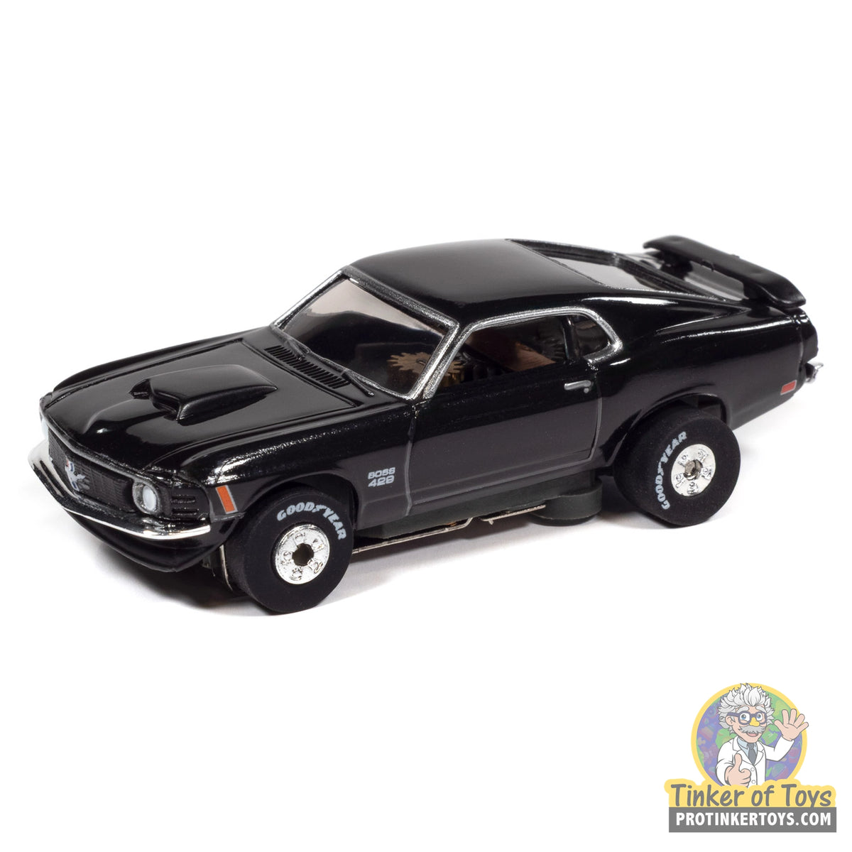 Auto World SC434 2A Thunderjet 1970 Ford Mustang Boss 429 in black, loose HO slot car