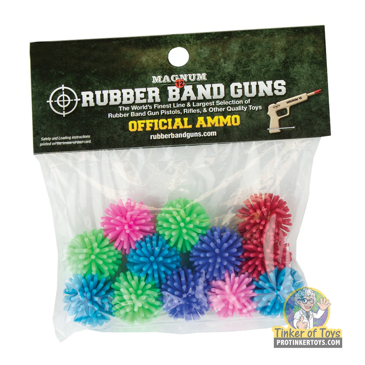 Sling Shot Ammo 12-Pack – Rubber Hedgeballs | GL2SSA12CT | Magnum Rubber Band Guns