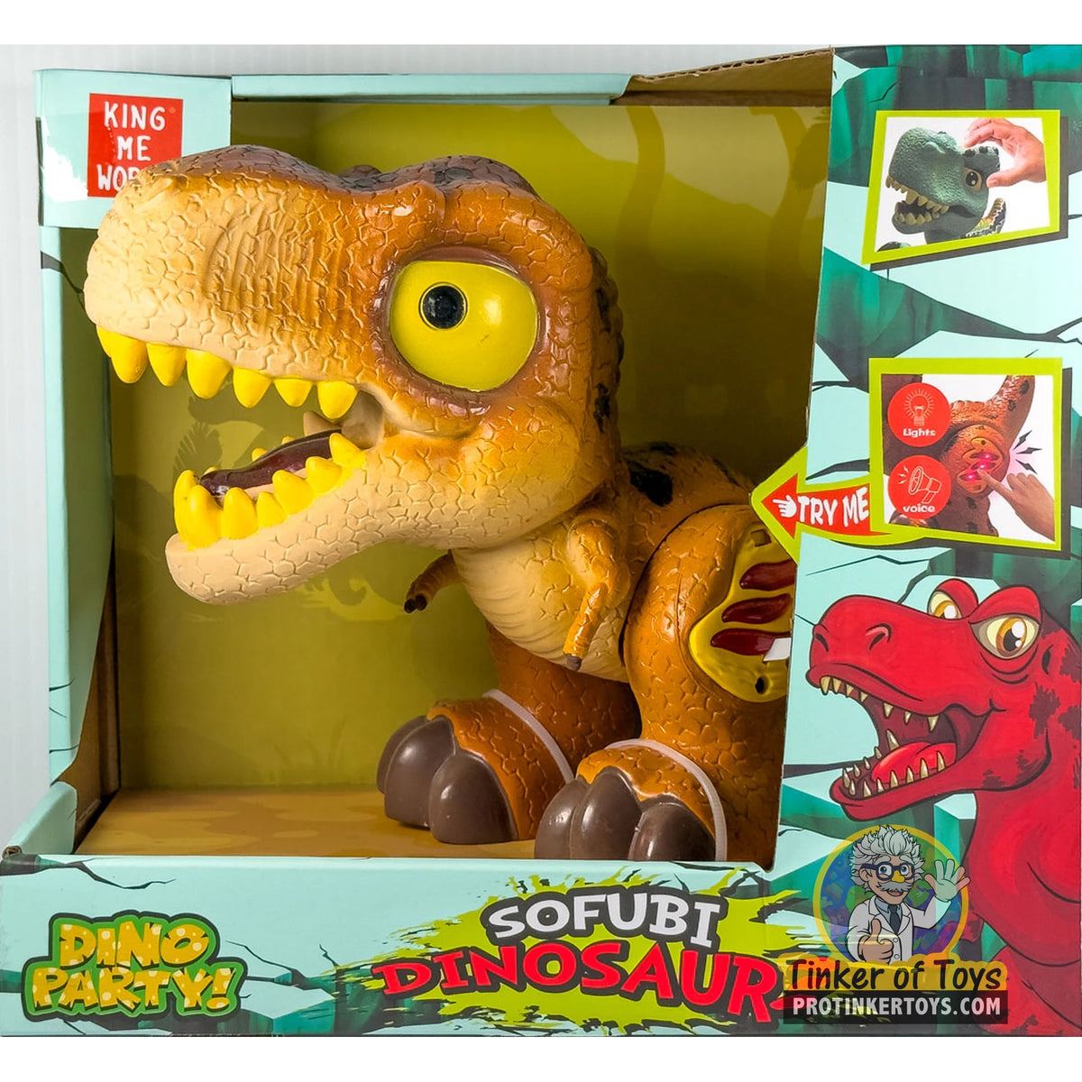 Sofubi Cartoon-Style Tyrannosaurus Rex Dinosaur with Lights