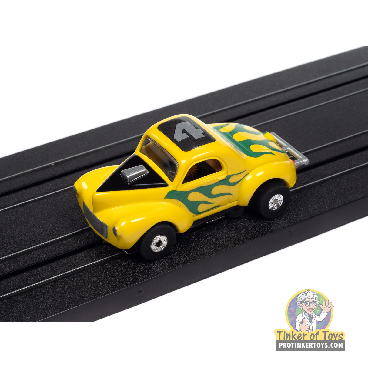 Thunderjet 1941 Willys Coupe Gasser (Yellow, Green Flames) 1A | SC408 | Auto World