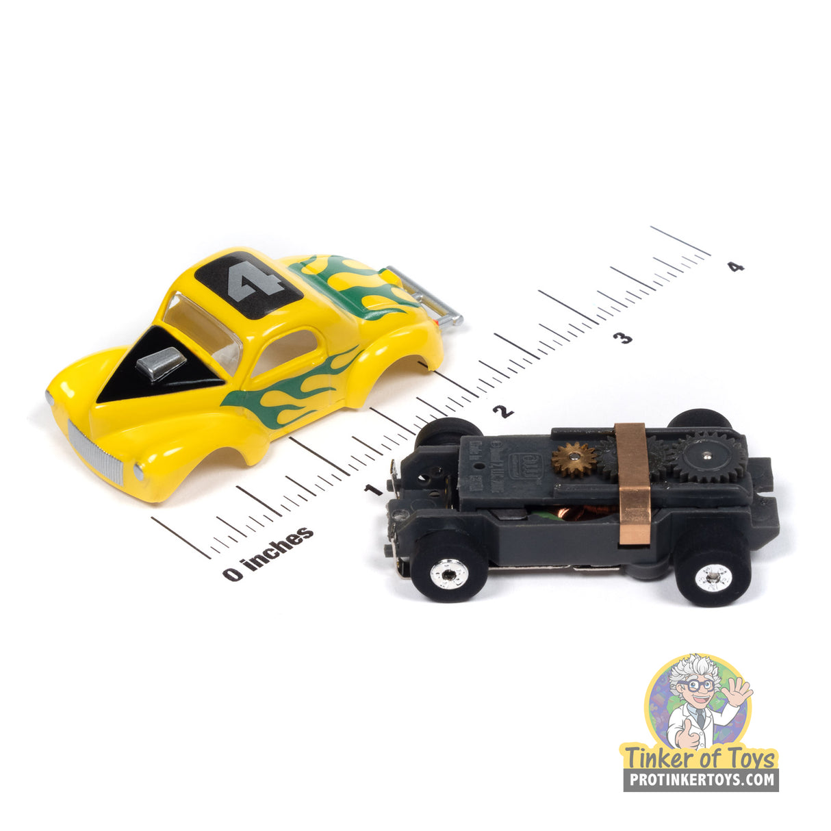 Thunderjet 1941 Willys Coupe Gasser (Yellow, Green Flames) 1A | SC408 | Auto World