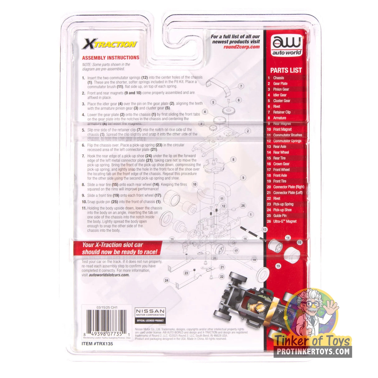 Auto World TRX135 1972 Datsun 510 X-Traction Deluxe Pit Kit package back