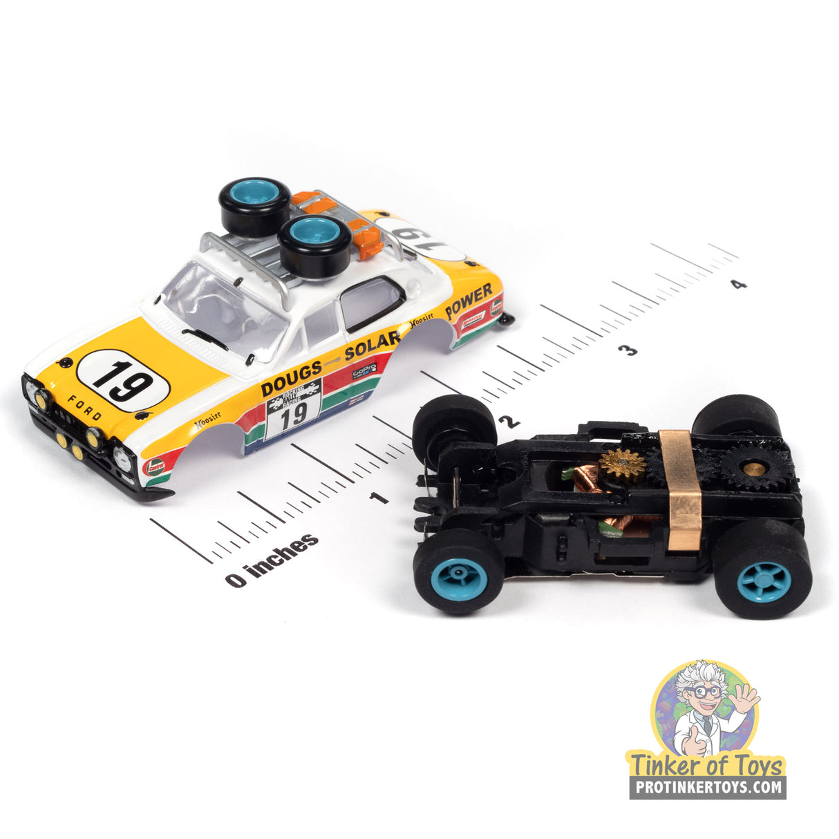 Xtraction 1975 Ford Escort w/Roof Rack (Yellow, White) 1B | SC393 | Auto World