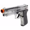 Clear airsoft pistol replica with black grip and orange muzzle tip for Umarex Airguns 2274006, side view