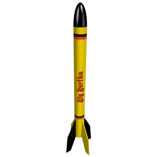 Yellow rocket model with black nose cone and fins for Estes EST1948
