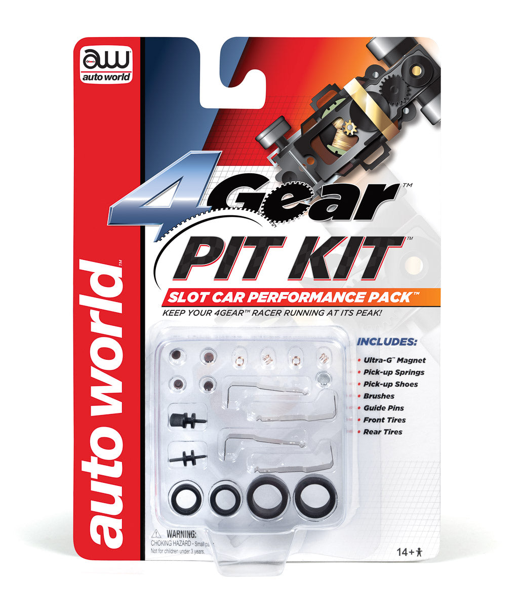 Slot car performance kit with replacement parts for race car maintenance for Auto World 00230