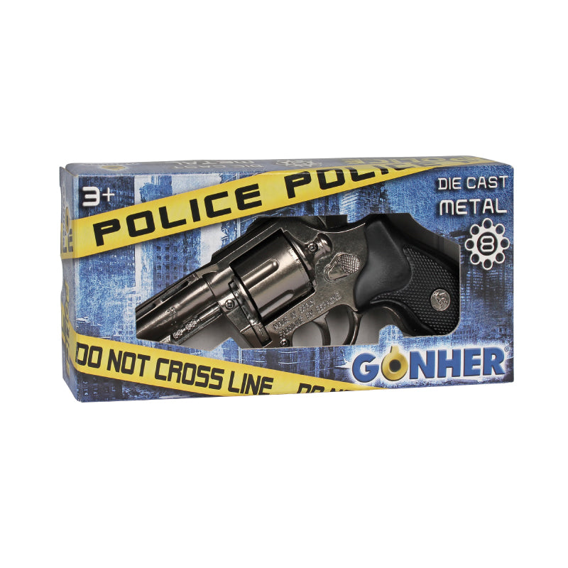Police 357 Magnum 8-Shot Toy Cap Gun - Chrome Finish | 33/0 | Gonher
