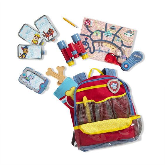 PAW Patrol backpack set with pup badges, case, and play accessories for Melissa and Doug 33271