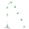 Model rocket with multiple green and white plastic birds flying away for Estes 0816