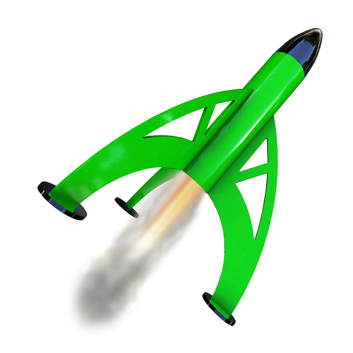 Green model rocket launching with smoke trail for Estes 0816