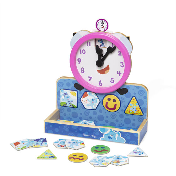 Blue's Clues wooden clock with magnetic shape puzzle pieces for Melissa and Doug 33014