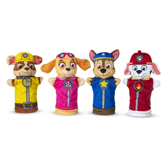 Four PAW Patrol hand puppets: Chase, Marshall, Rocky, and Skye for Melissa and Doug 33269