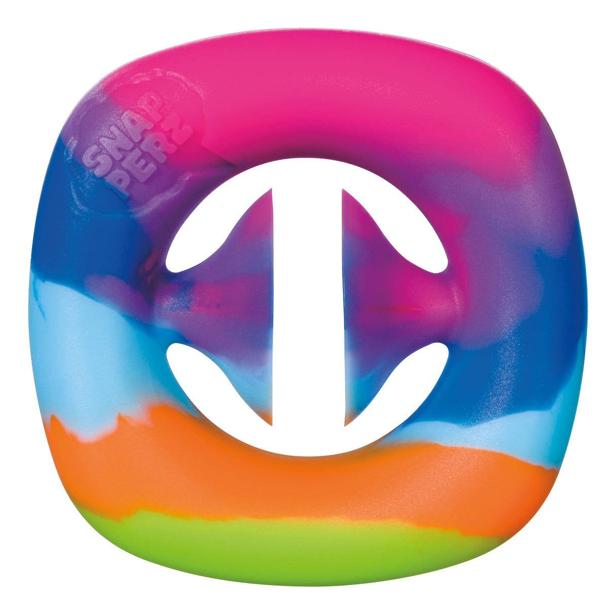 Rainbow colored toy with a white anchor cutout for Toy Smith 1035