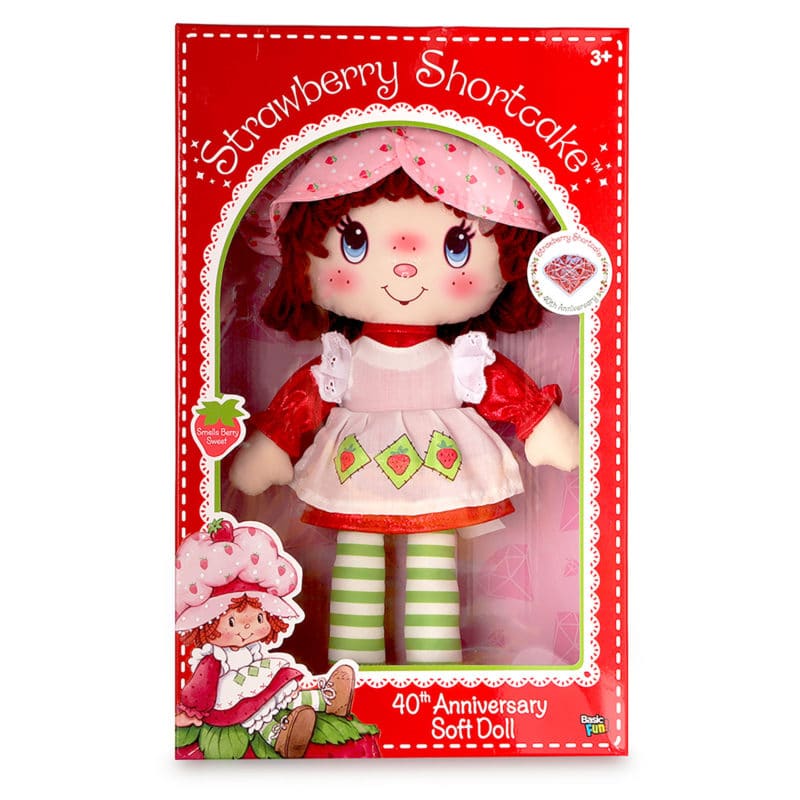 Strawberry Shortcake rag doll with pink hat and striped skirt for Schylling 12320