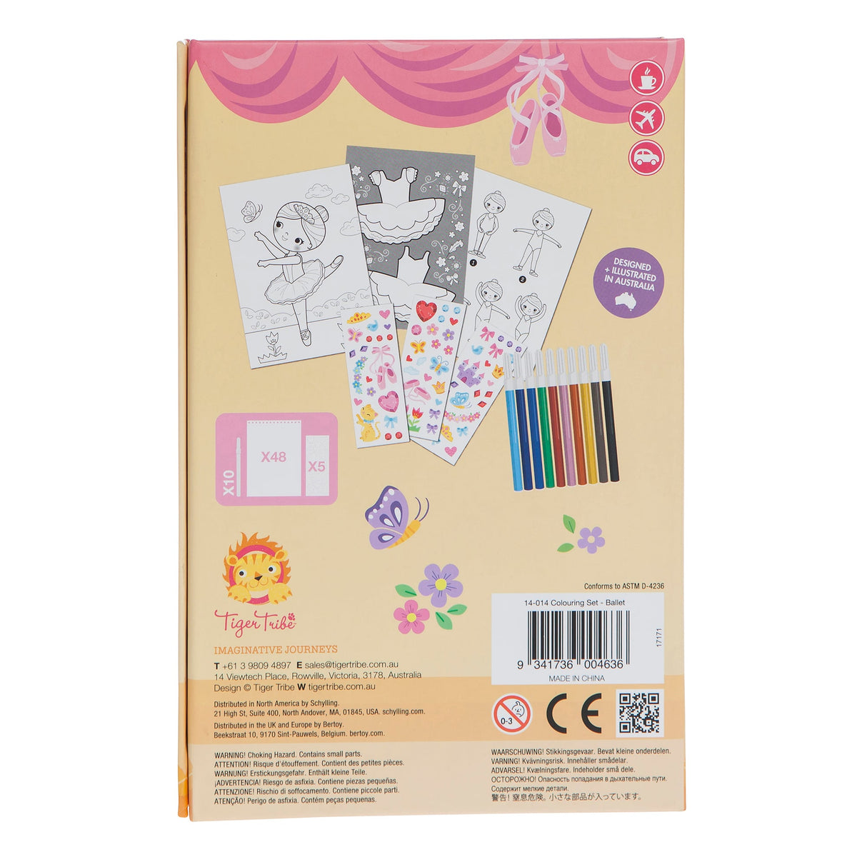 Coloring set featuring ballet dancers and various art supplies for Schylling 14014