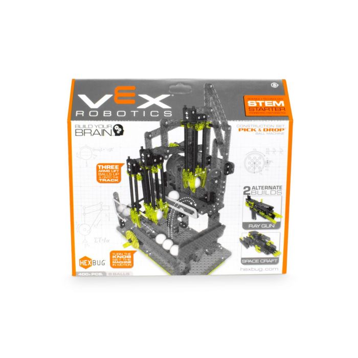 VEX Robotics build kit for a ball-dropping machine for HexBug 406-4204, front view