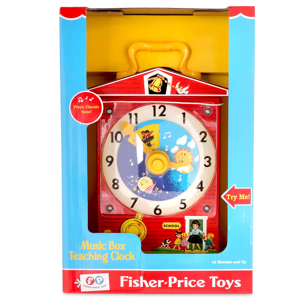 Teaching clock toy with numbers, clock hands, and musical elements for Schylling 1698