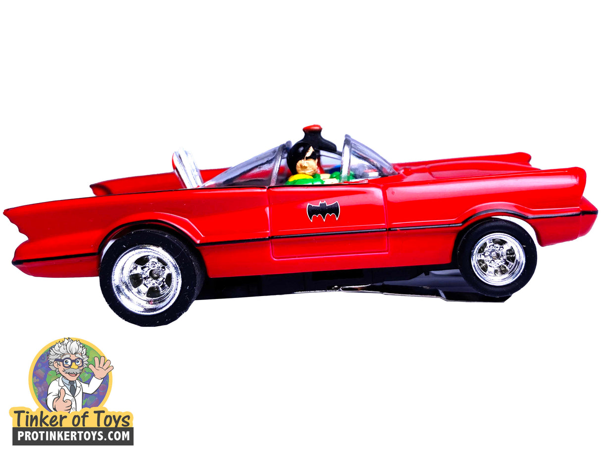 Red 1966 Batmobile toy car with figures, collectible slot car vehicle for Auto World CP7783