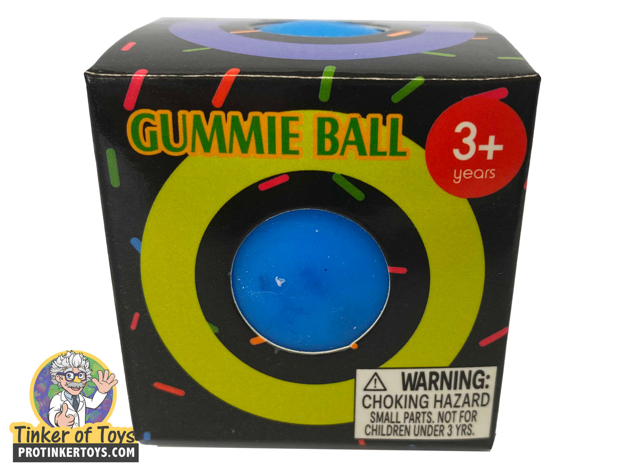 Toy box for Gummie Ball, showing "3+" age recommendation for BVP 88371