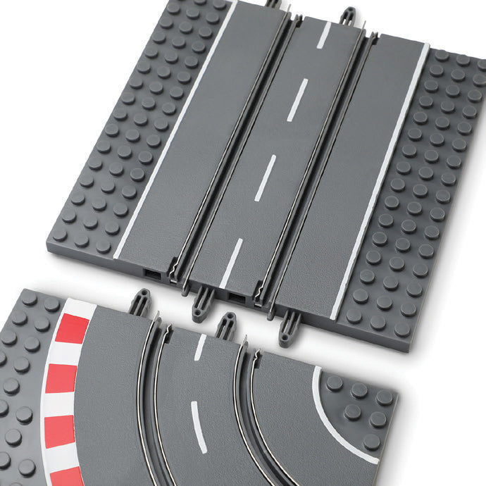 Racing track pieces: straight and curved sections for building play sets for Jupiter Creations 20011