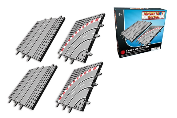 Micro Slot Racing Track Extension - 2 Curve and 2 Straight pcs | 20011 | Jupiter Creations-Jupiter Creations-1 Track Extension Pack-ProTinkerToys