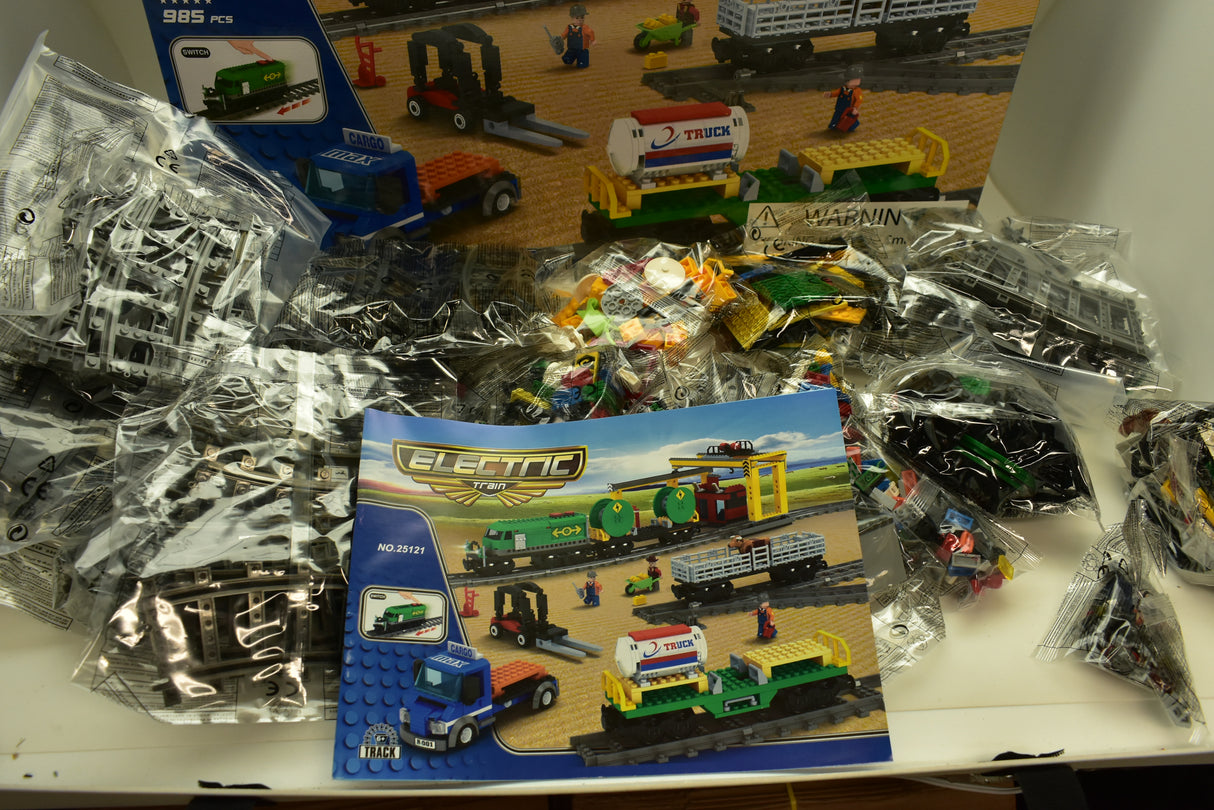 Electric train set with diesel freight train, crane, and accessories for AUS25121