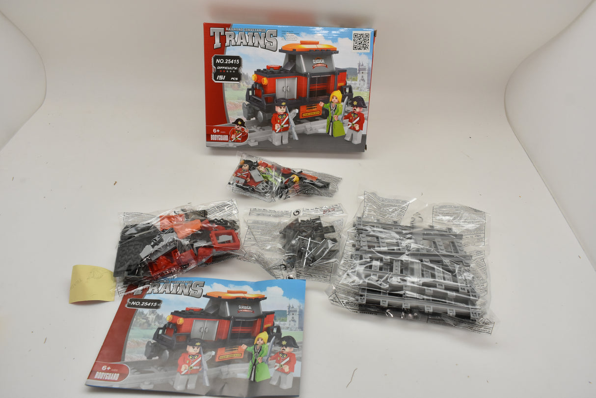 Train toy set featuring a red train and action figures for Railroad Conveyance Trains AUS25415
