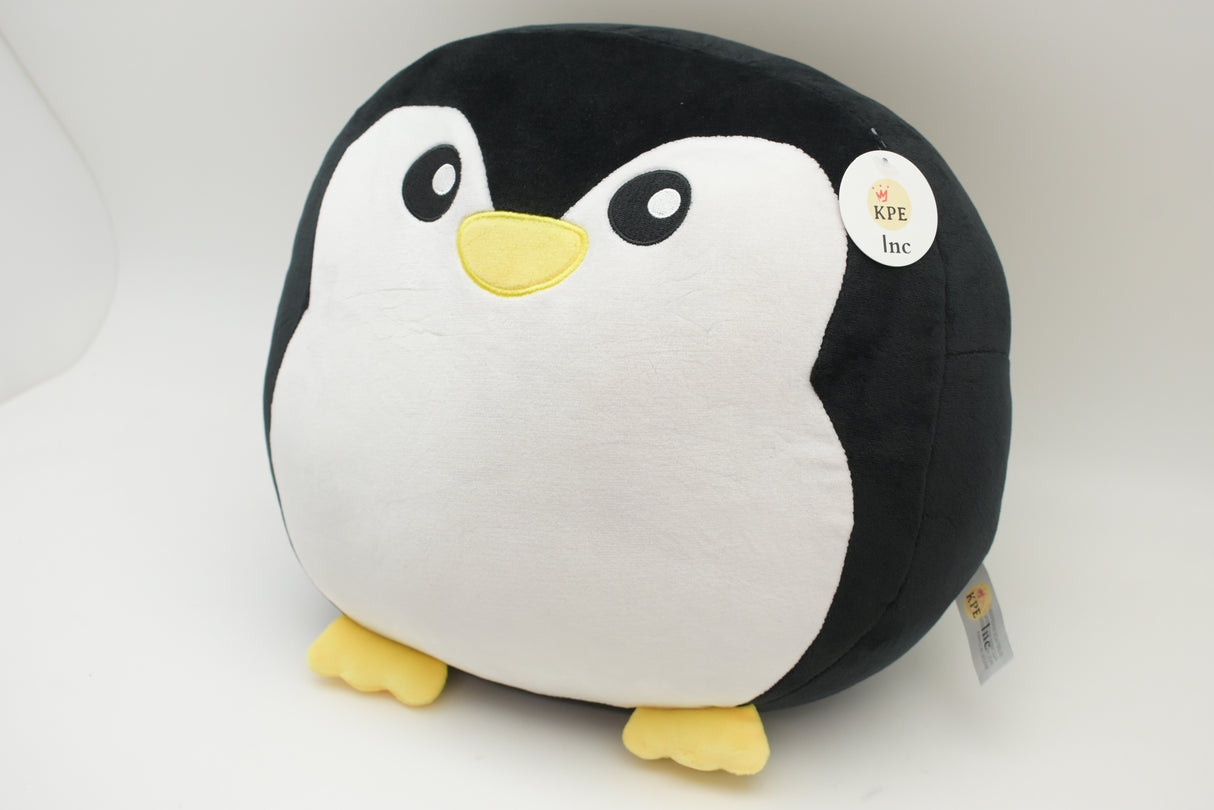 Plush toy penguin with black and white coloring and yellow beak for Poptoy 5204P, front view