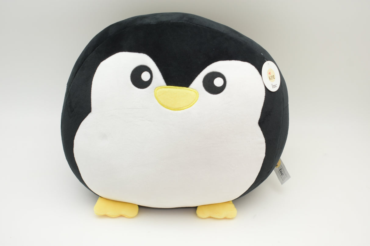Plush toy penguin with black and white coloring and yellow beak for Poptoy 5204P, rear view