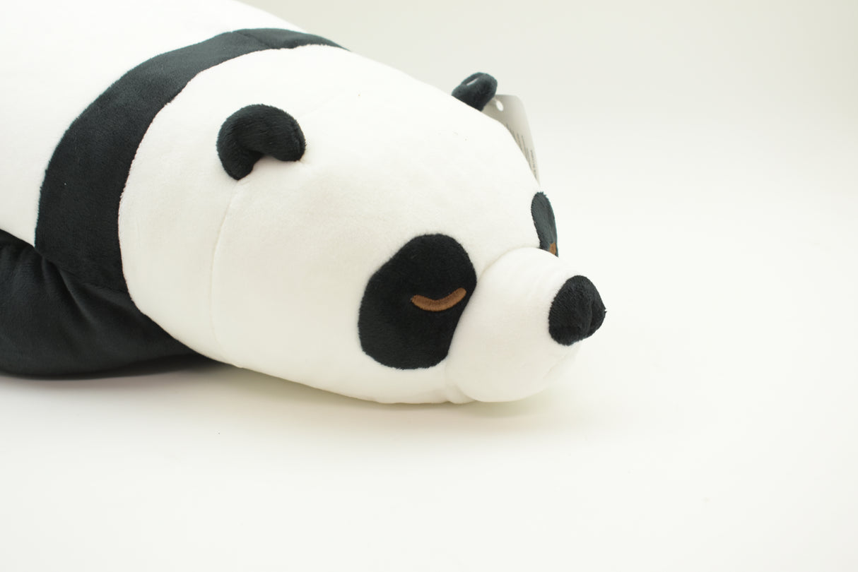 Plush panda toy lying on white surface for Poptoy 5044