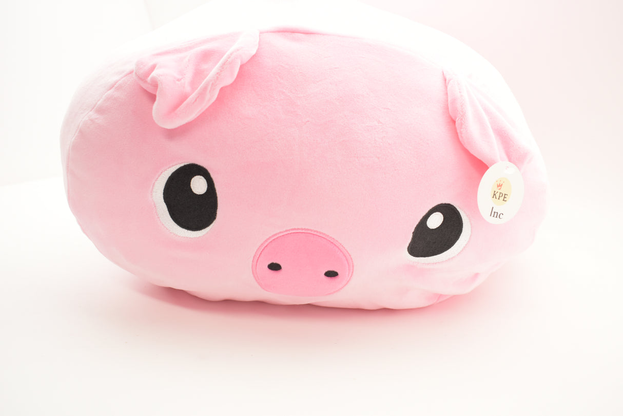 Soft pink stuffed pig toy with embroidered eyes and snout for Poptoy 5181, front view