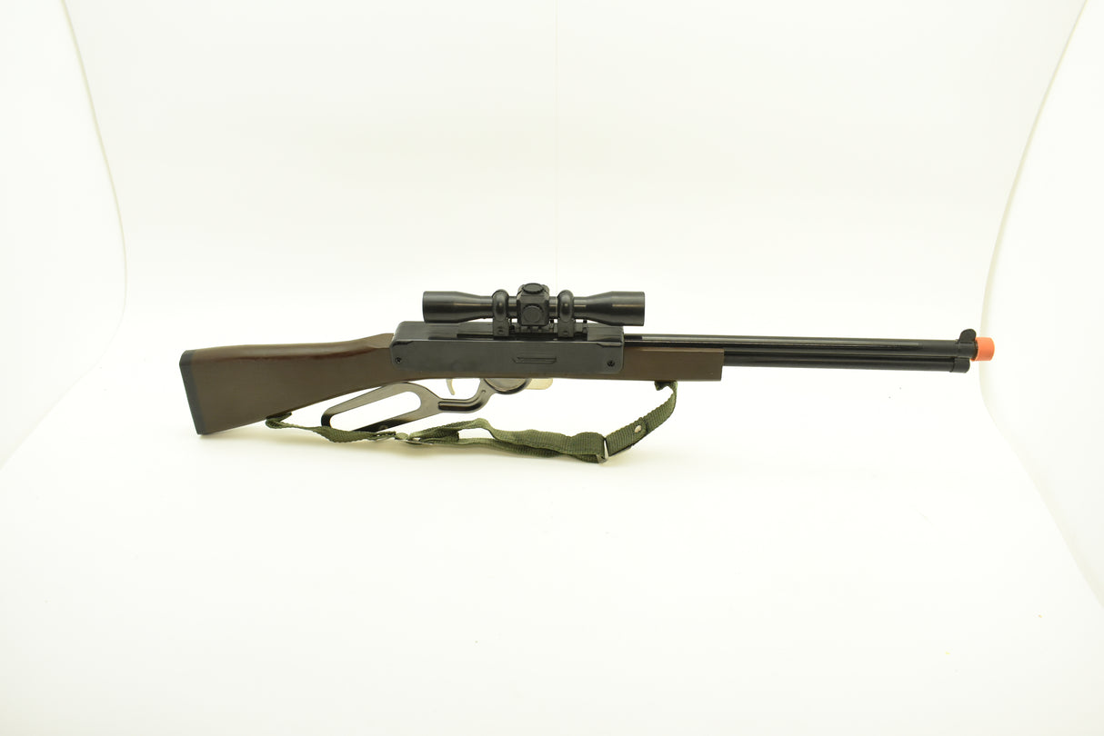 Toy western repeater rifle with scope and sling for Parris Toys 20C, front view