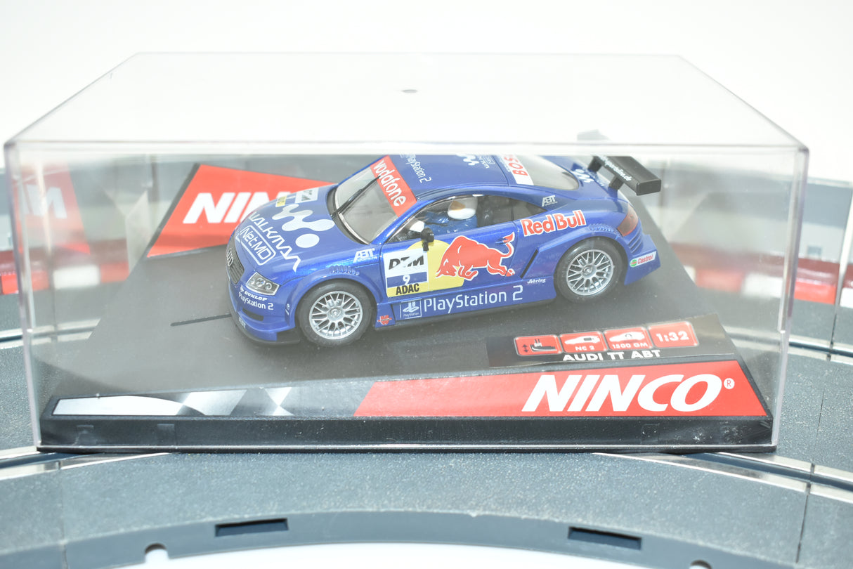 Blue Audi TT-R race car model in clear display case for ZZ Expired Kim Collection 50267