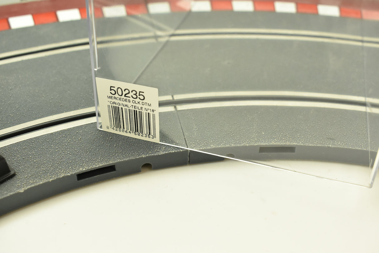 Product box label showing part number 50235 for Mercedes CLK DTM track piece for Ninco