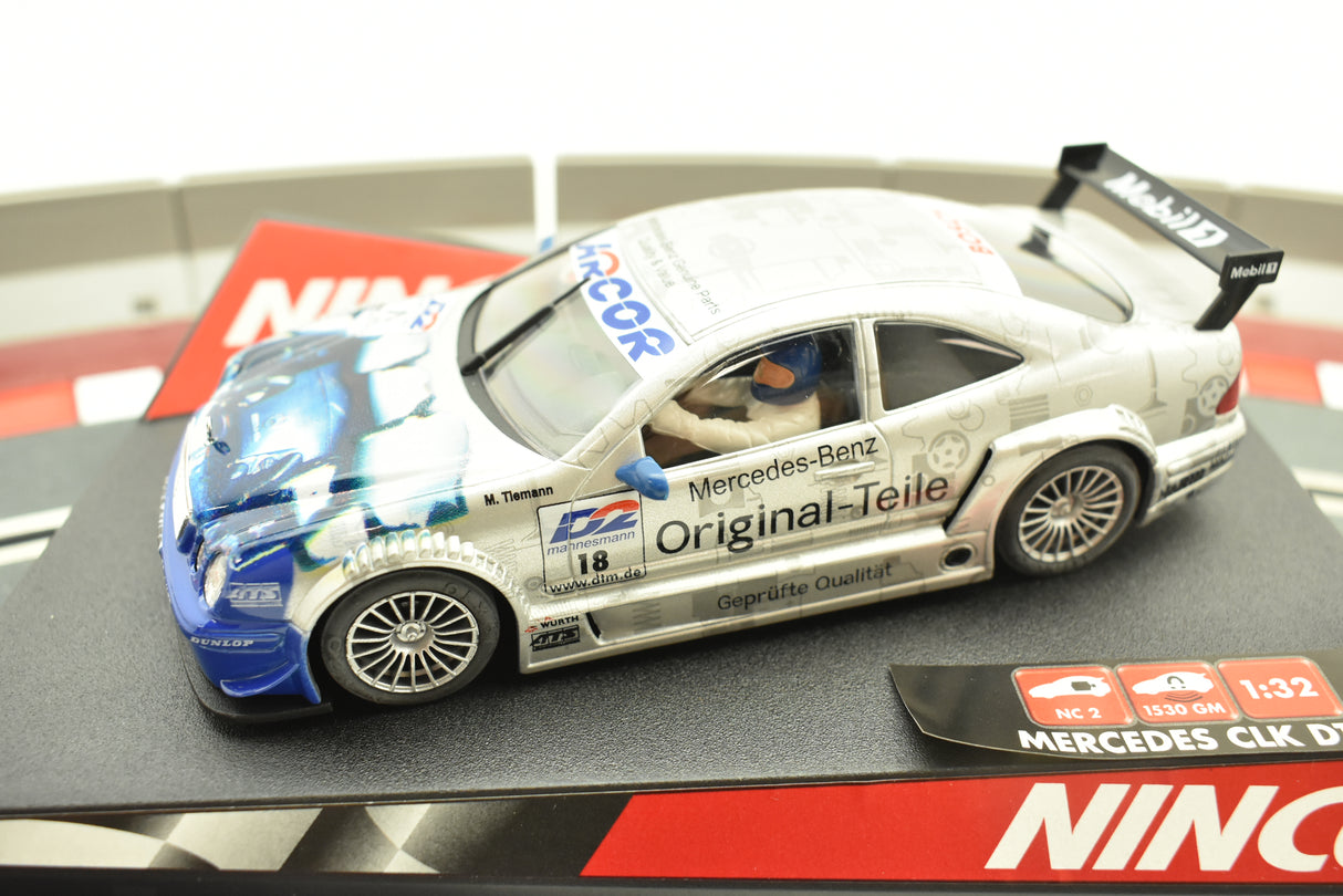 Slot car of a Mercedes CLK DTM race car with "Original-Teile" marking for Ninco 50235