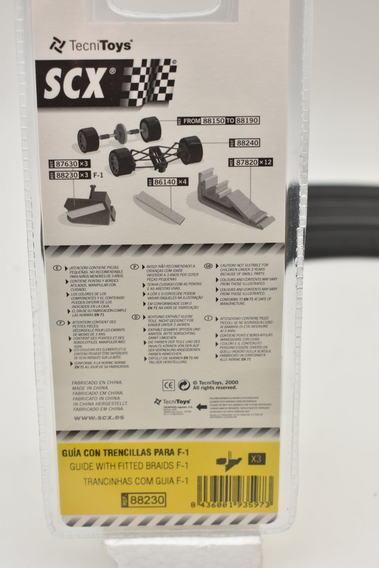 Toy packaging showing guide with fitted braids, model number 88230 for SCX